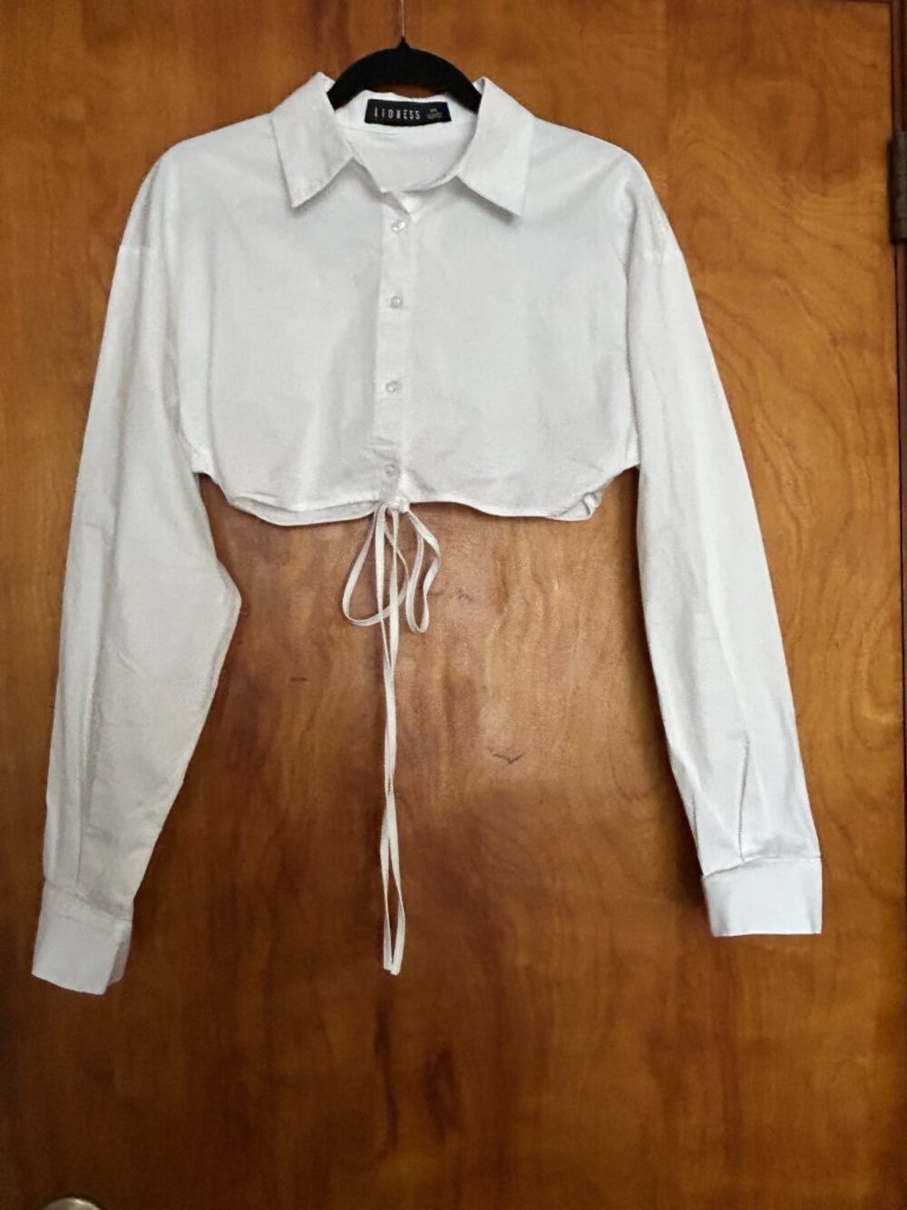Lioness White Cropped Tie Front & Back Shirt XS - Picture 3 of 8